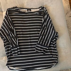 Bobeau Black and White Striped Top